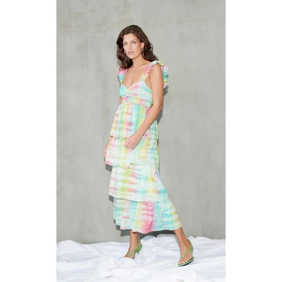 SAYLOR Dresses & Skirts - SAYLOR Leola Tiered Midi‎ Dress Sz XL
